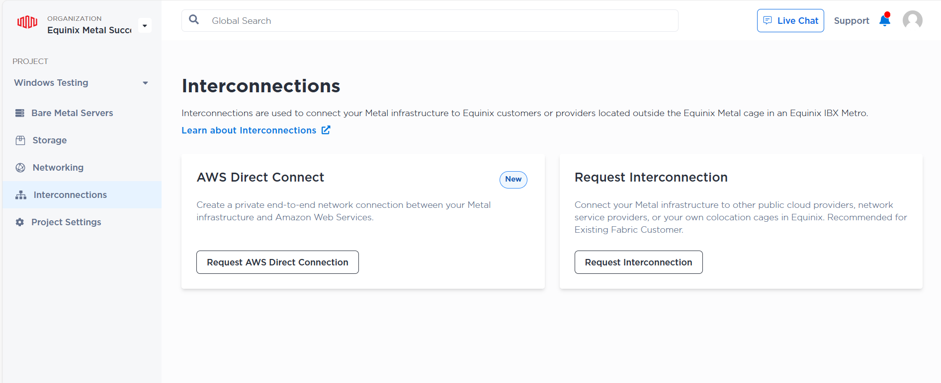 Select AWS direct connection