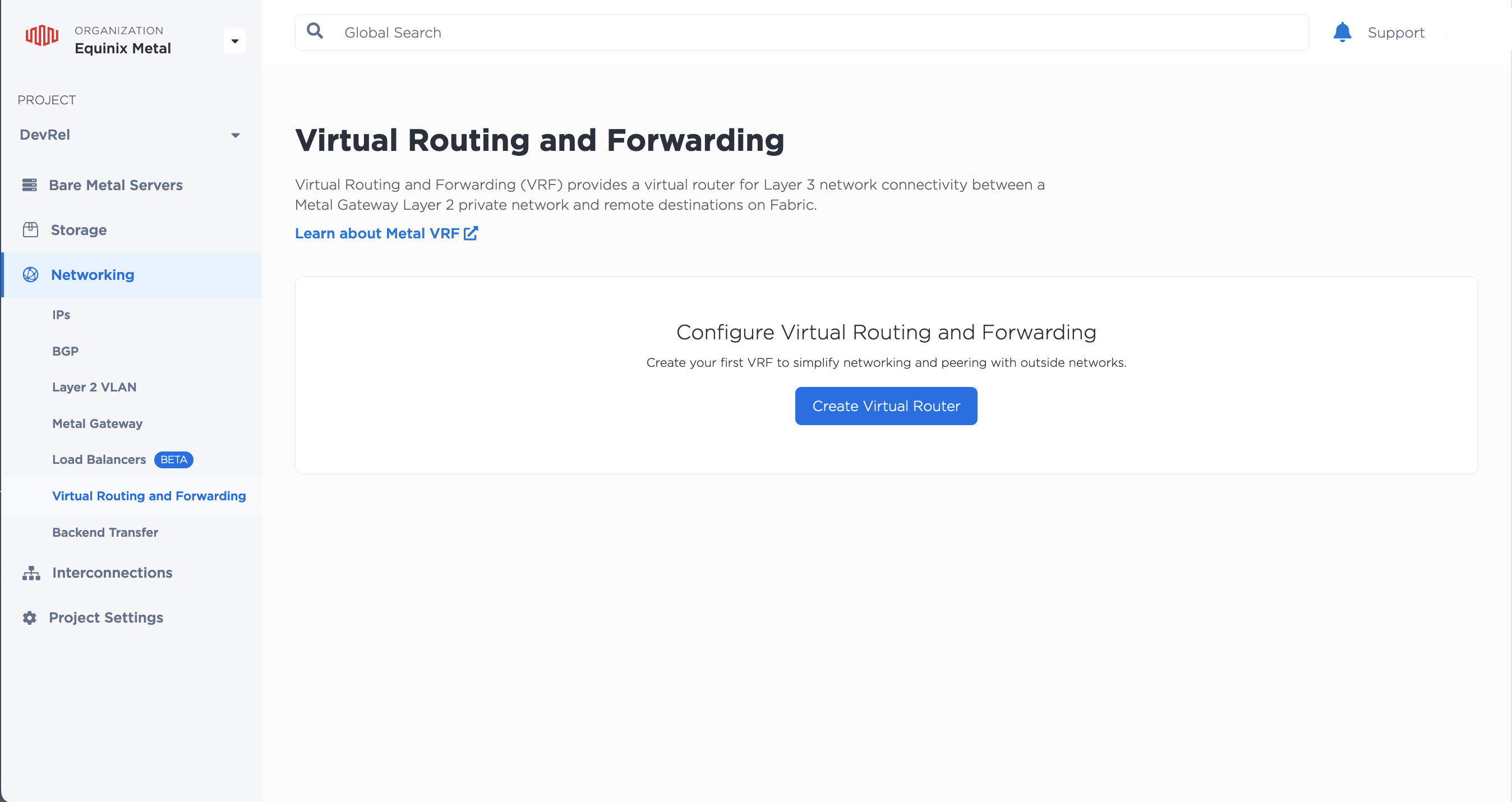 Virtual Routing and Forwarding in the Console