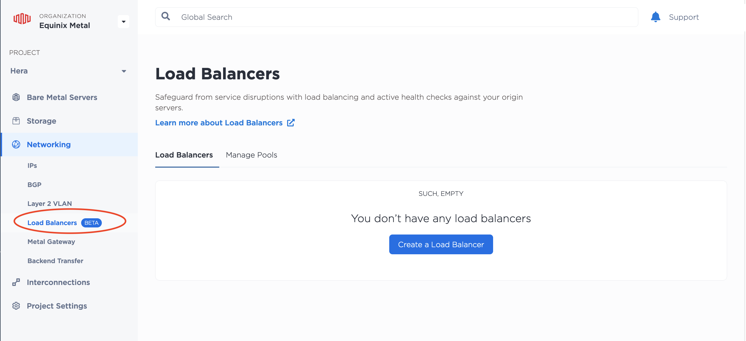 The Load Balancers Tab in the Console