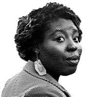 Halftone black and white image of Grace Ewura-Esi