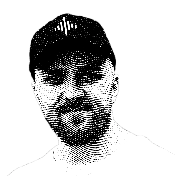 Halftone black and white image of Florian Simmendinger