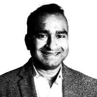 Halftone black and white image of Jagadeesh Ambati