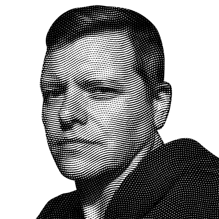 Halftone black and white image of Chris Short