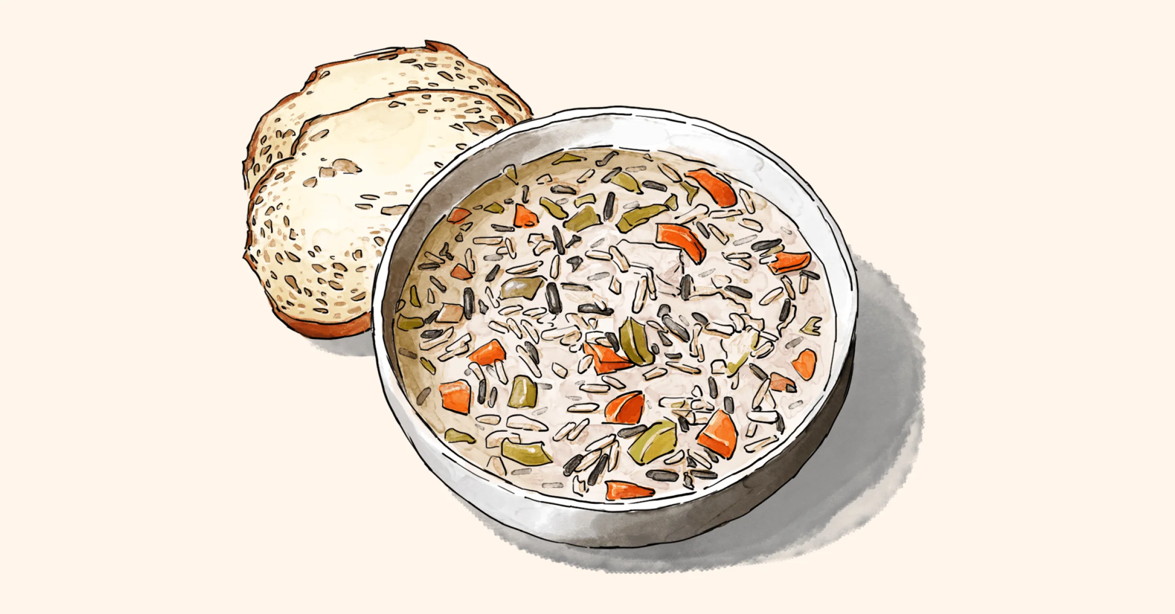Illustration of Creamy Wild Rice Soup (Sans the Cream)