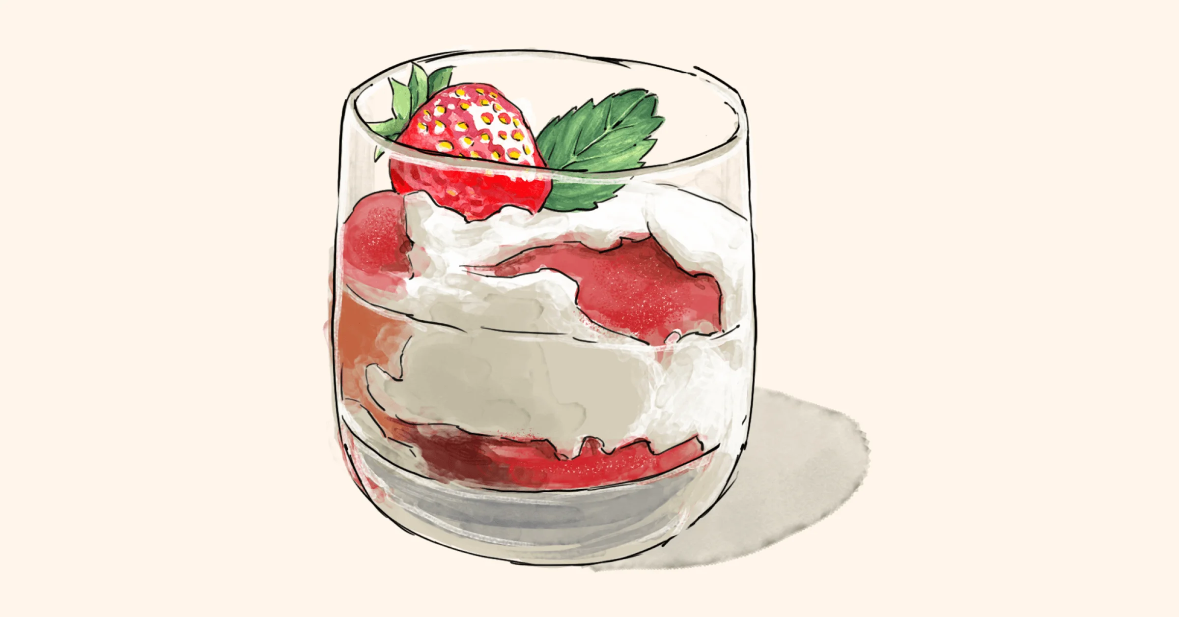 Illustration of Eton Mess with Strawberries & Elderflower Cream