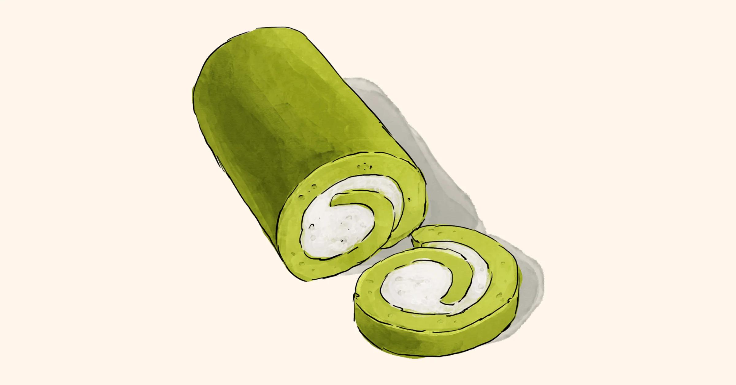 Illustration of Matcha Swiss Roll