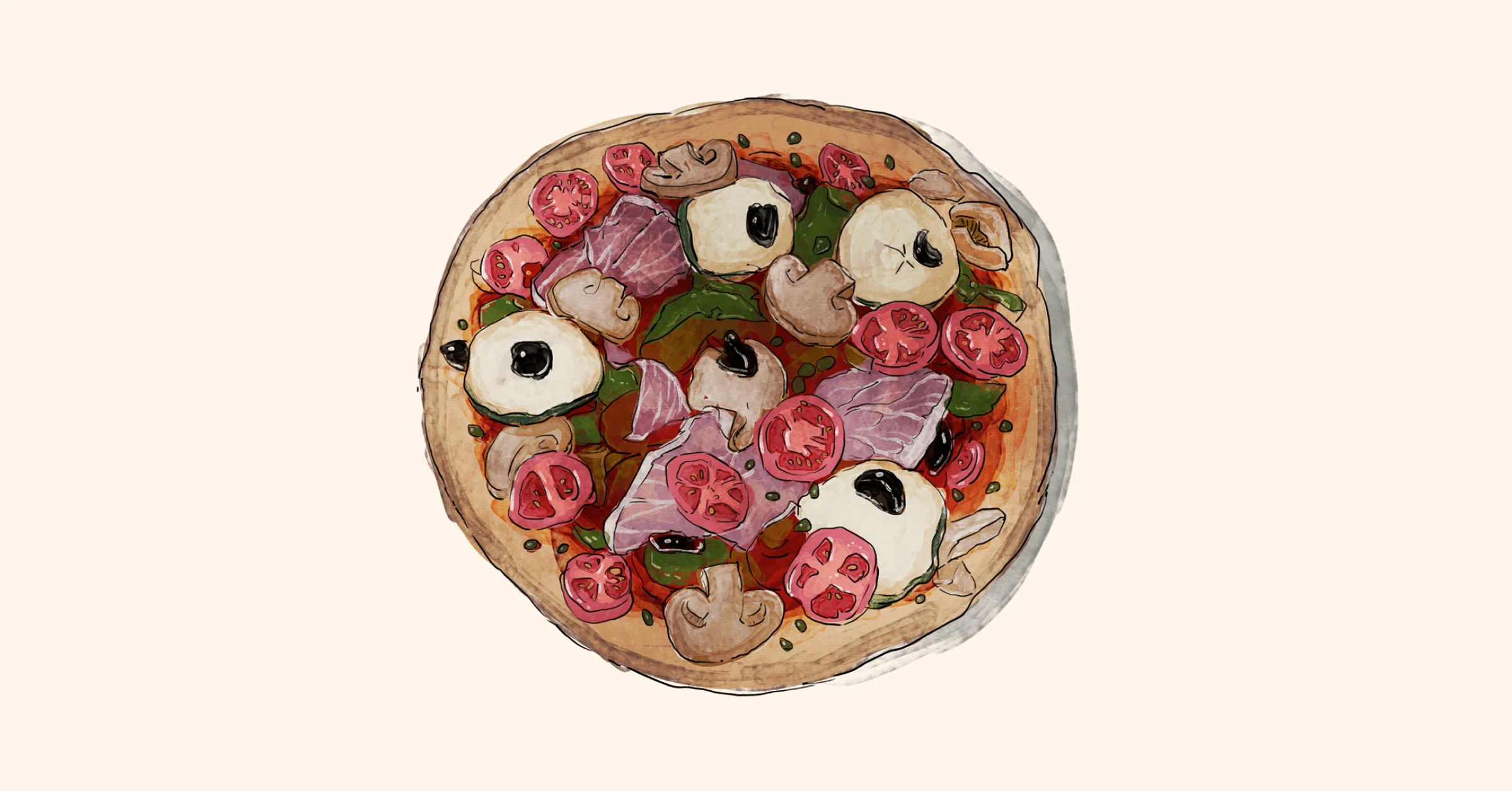 Illustration of No Cheese, No Problem Pizza