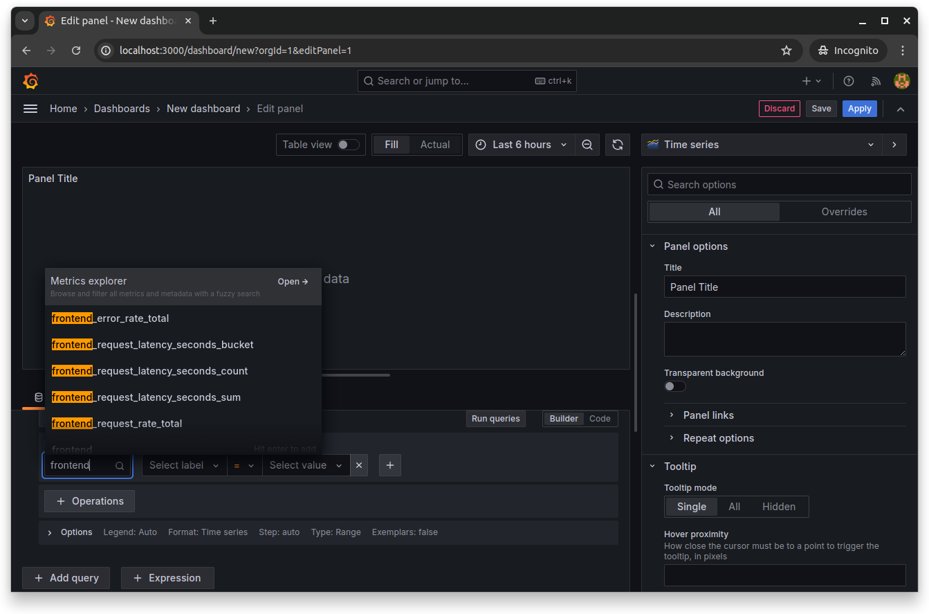 Grafana metrics explorer