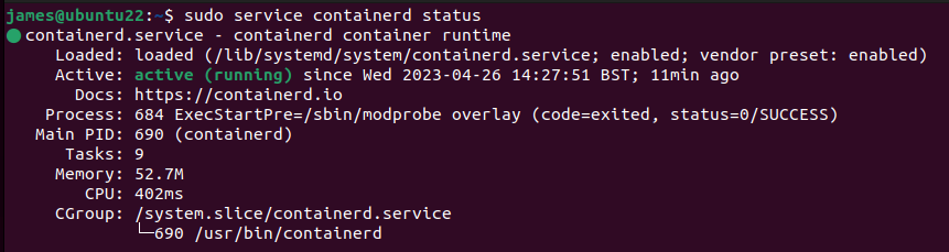 Checking the containerd service’s status