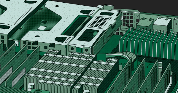 Illustration of the a close up view of a server