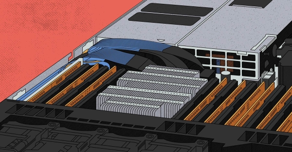 Illustration of the a close up view of a server