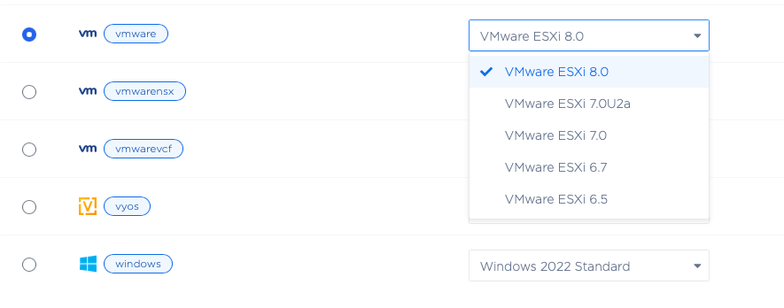 vmware versions
