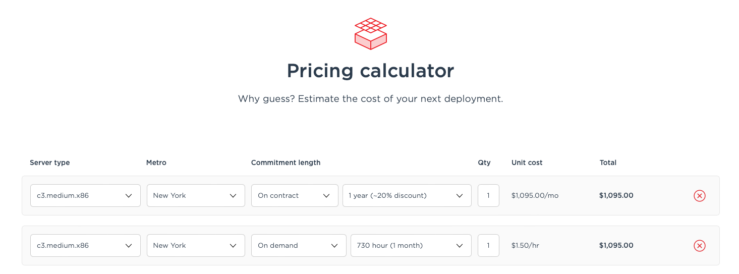 pricing calculator