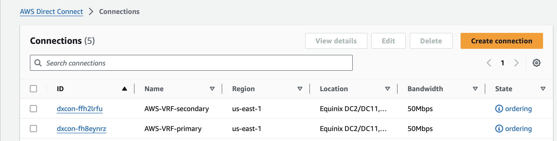 Pending connections