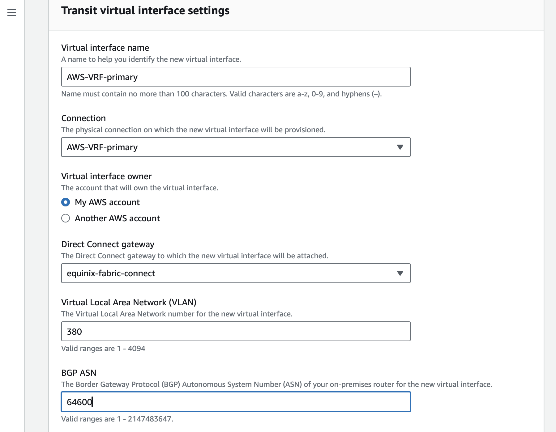 Create Virtual Interface