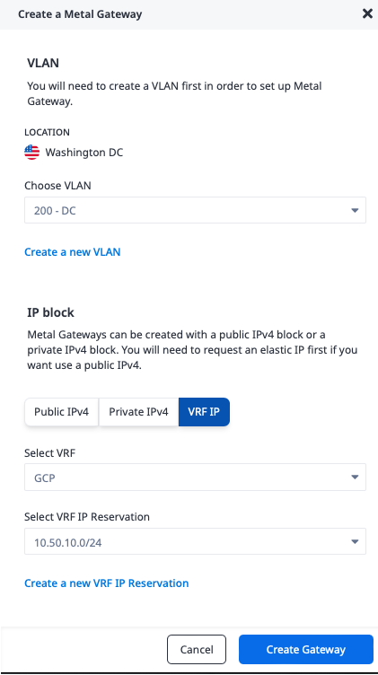 Create Metal Gateway