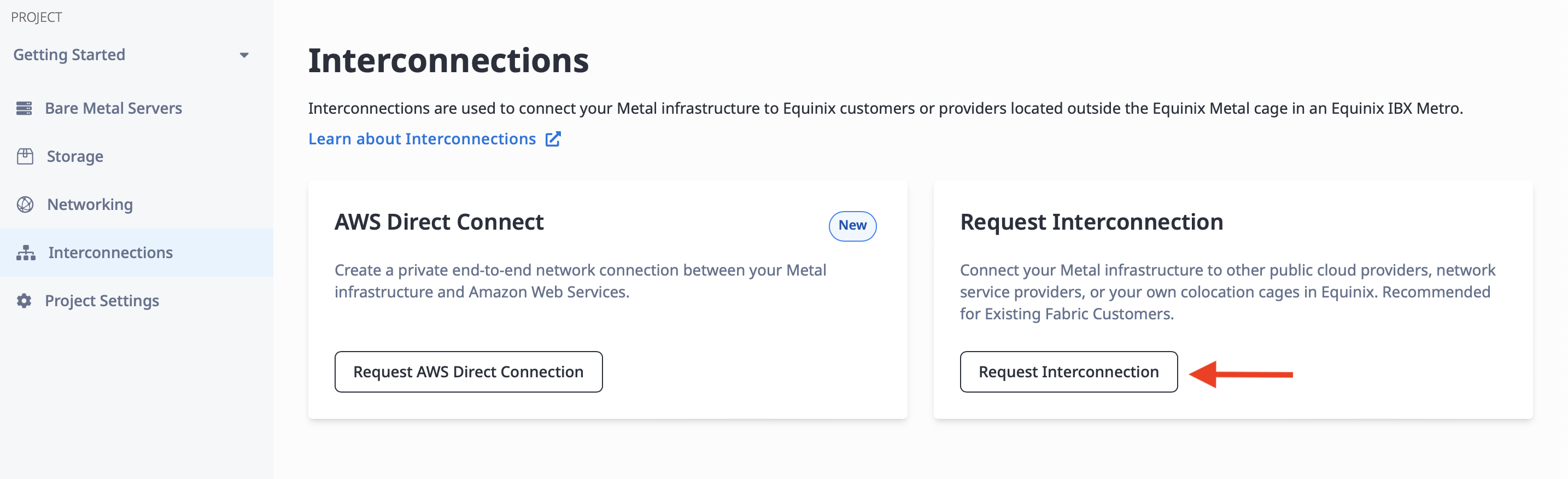 Selecting the Interconnection to request