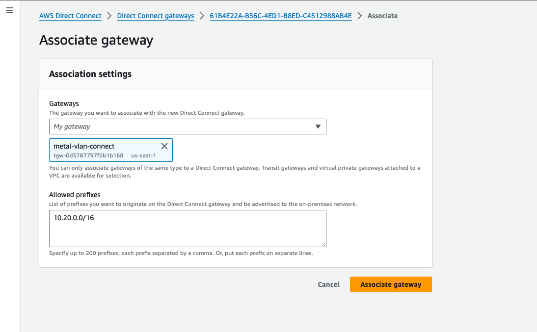 Associate Gateway Details