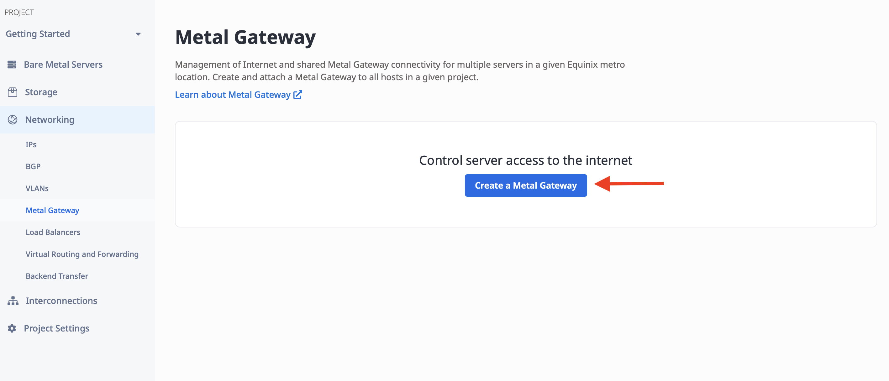 Create Metal Gateway