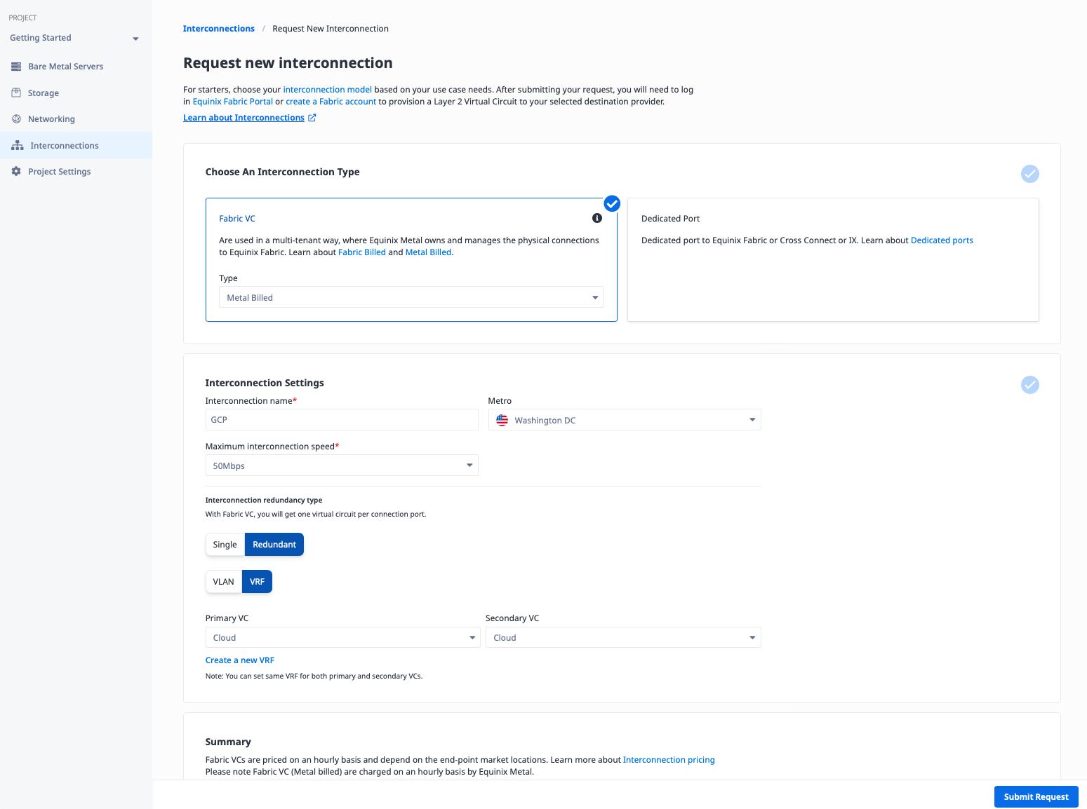 Create interconnection details