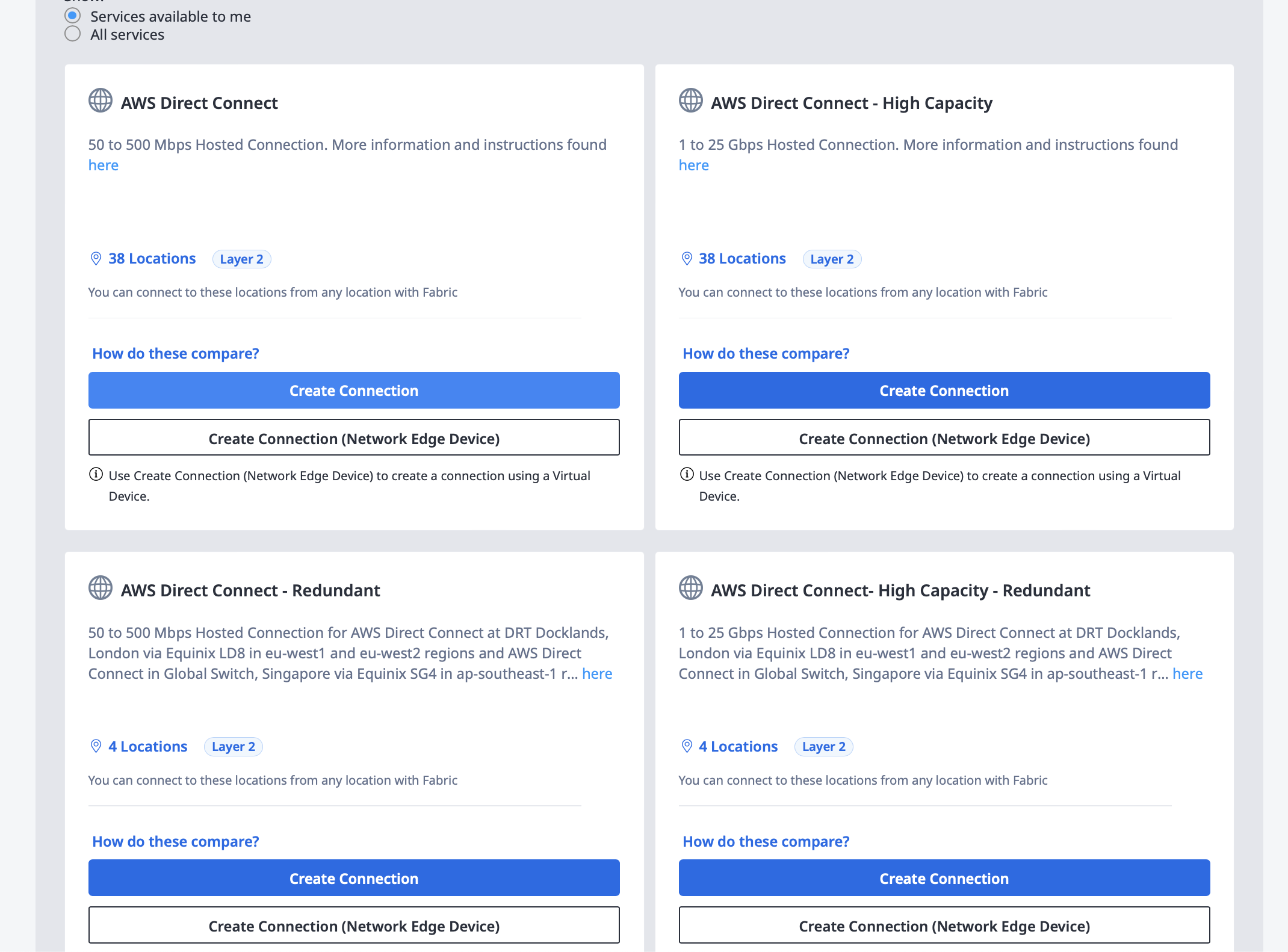 AWS Connection Options