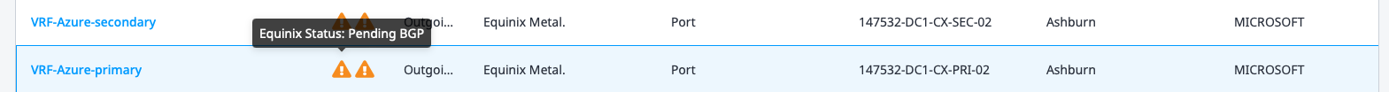 Connection Pending BGP