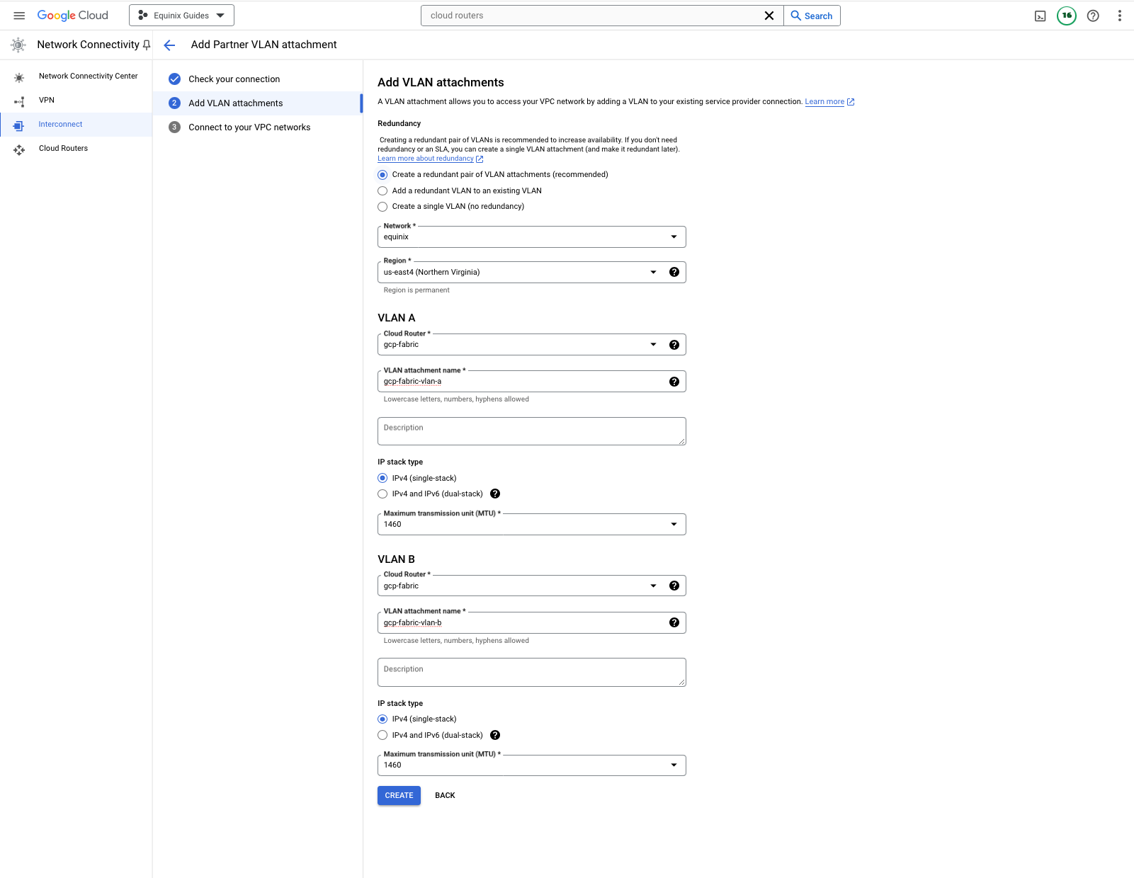 Create VLAN Attachments