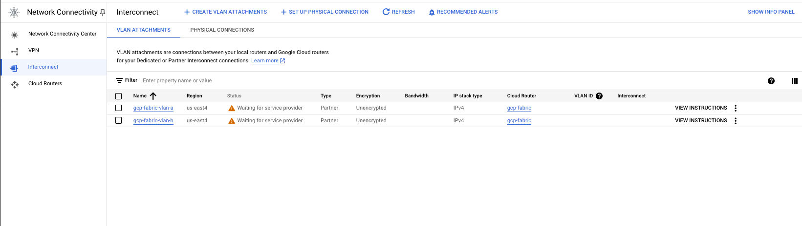 VLAN Attachments Pending