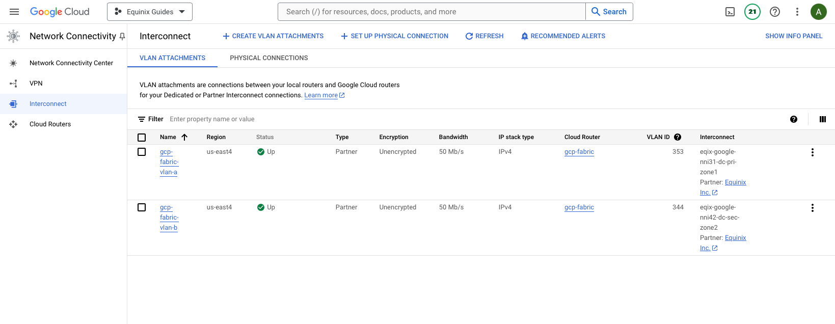 VLAN Attachments Up