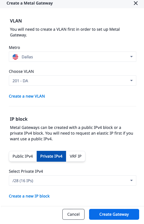 Create Metal Gateway