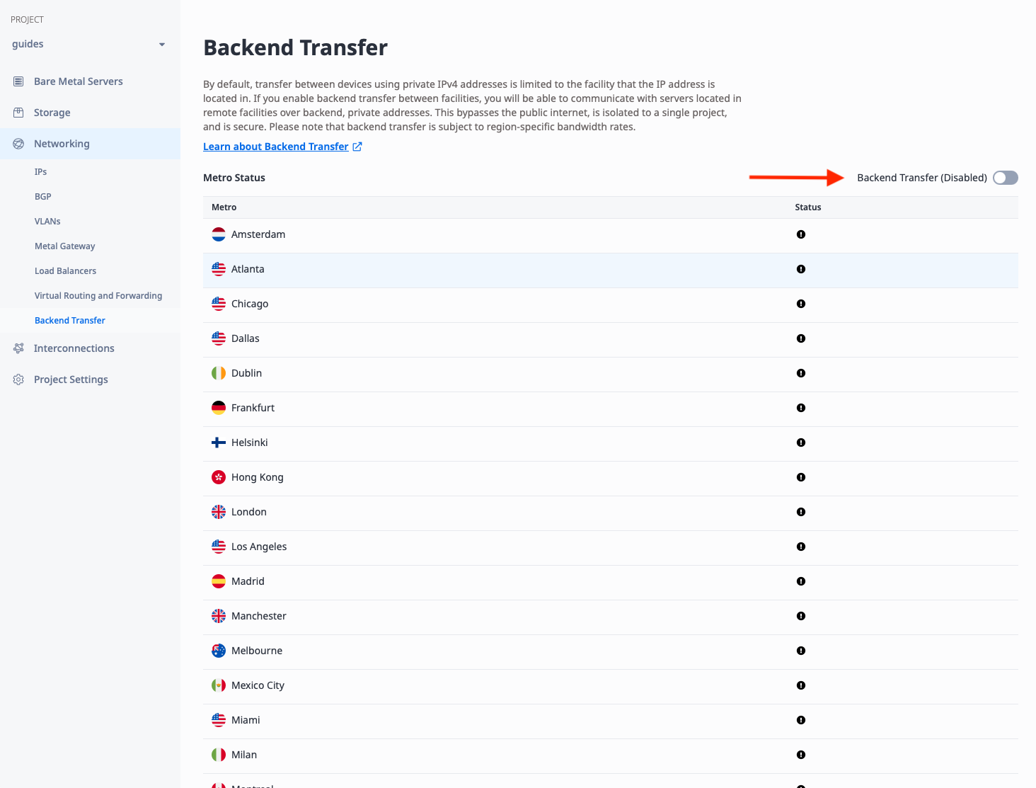 Enable Backend Transfer