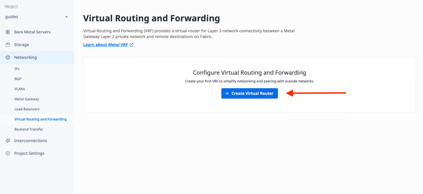 Create VRF button