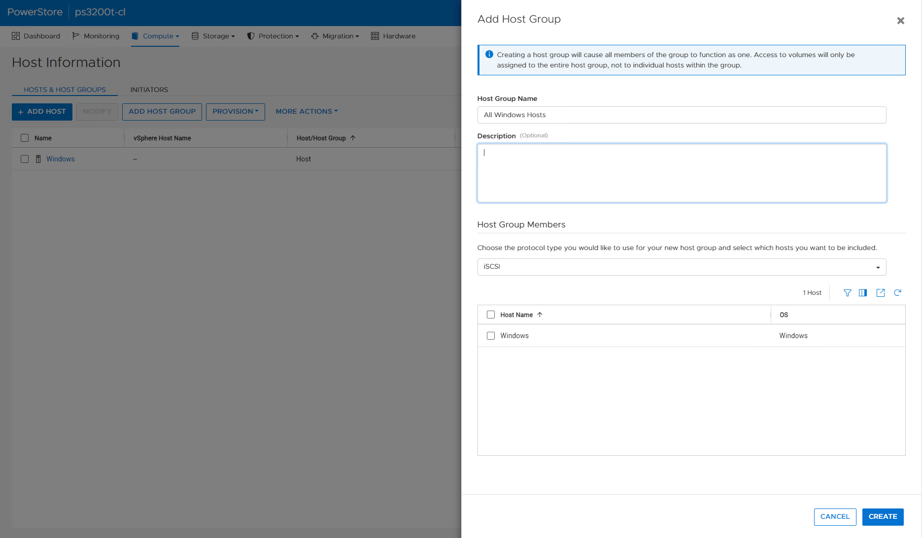 PowerStore-adding-host-group