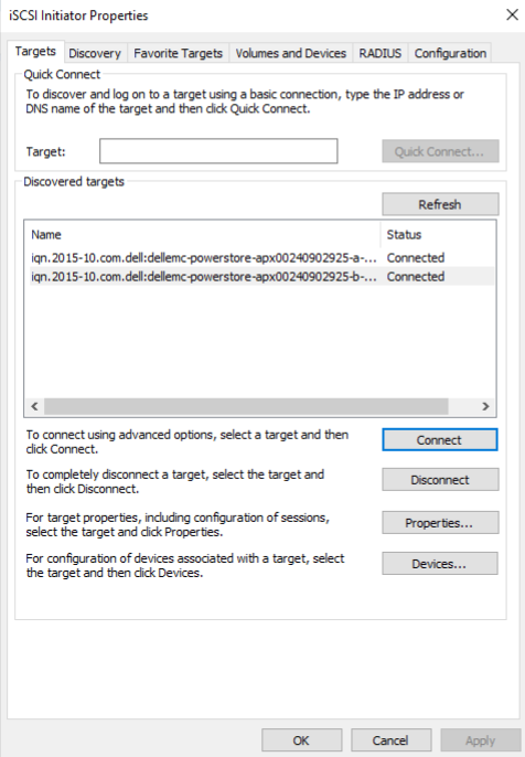 Windows-server-connected-targets