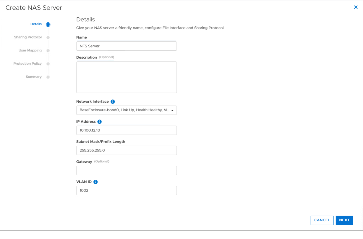 Dell PowerStore Create a NAS Server