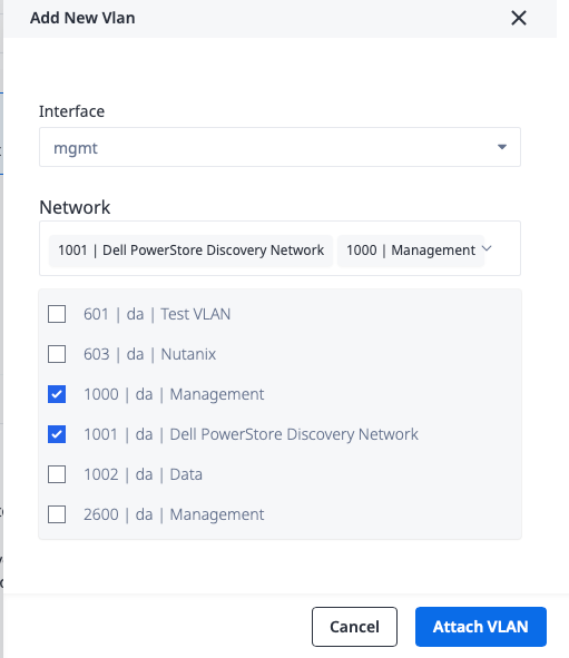 Attach VLAN - mgmt