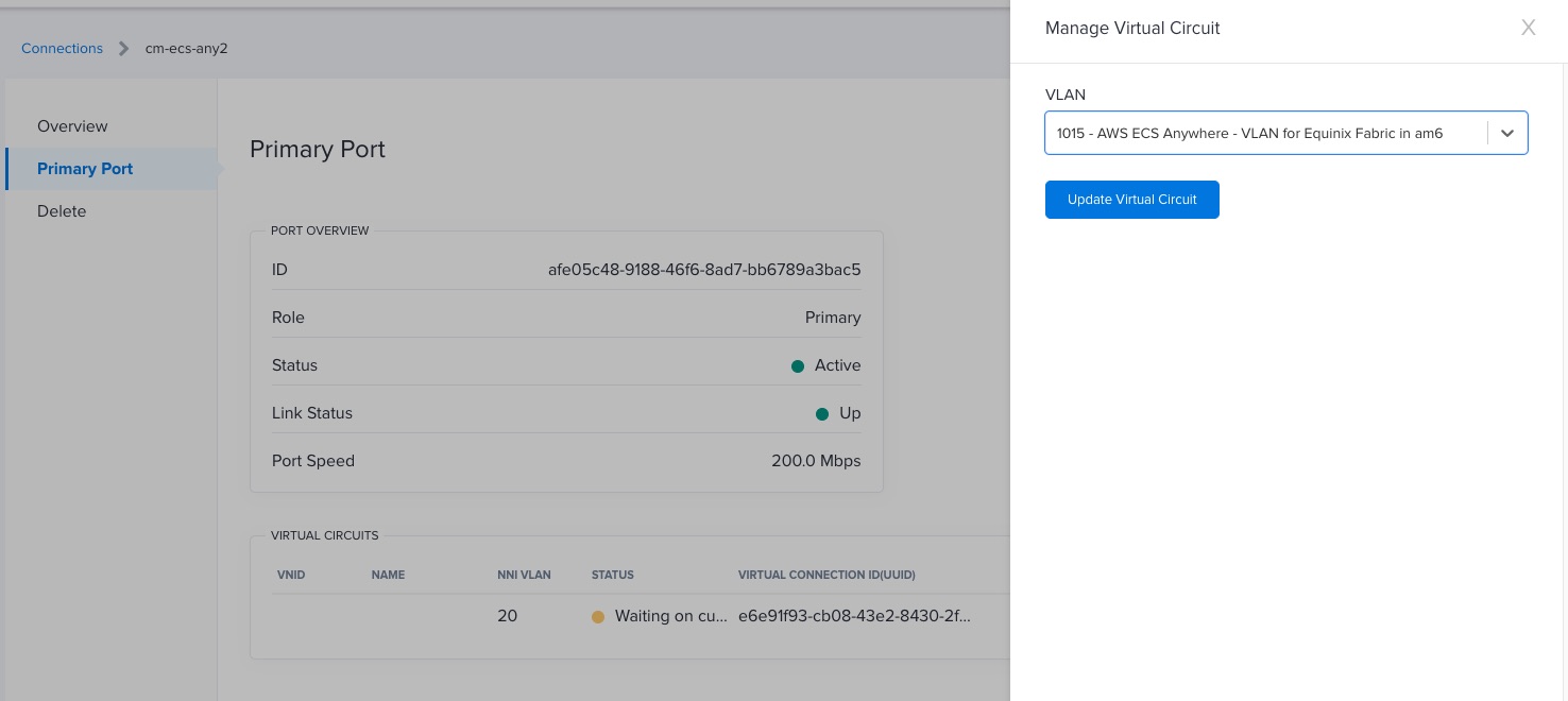 Attach VLAN to Equinix Metal Connection