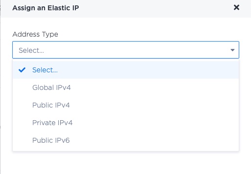 Selecting the type of Elastic IP