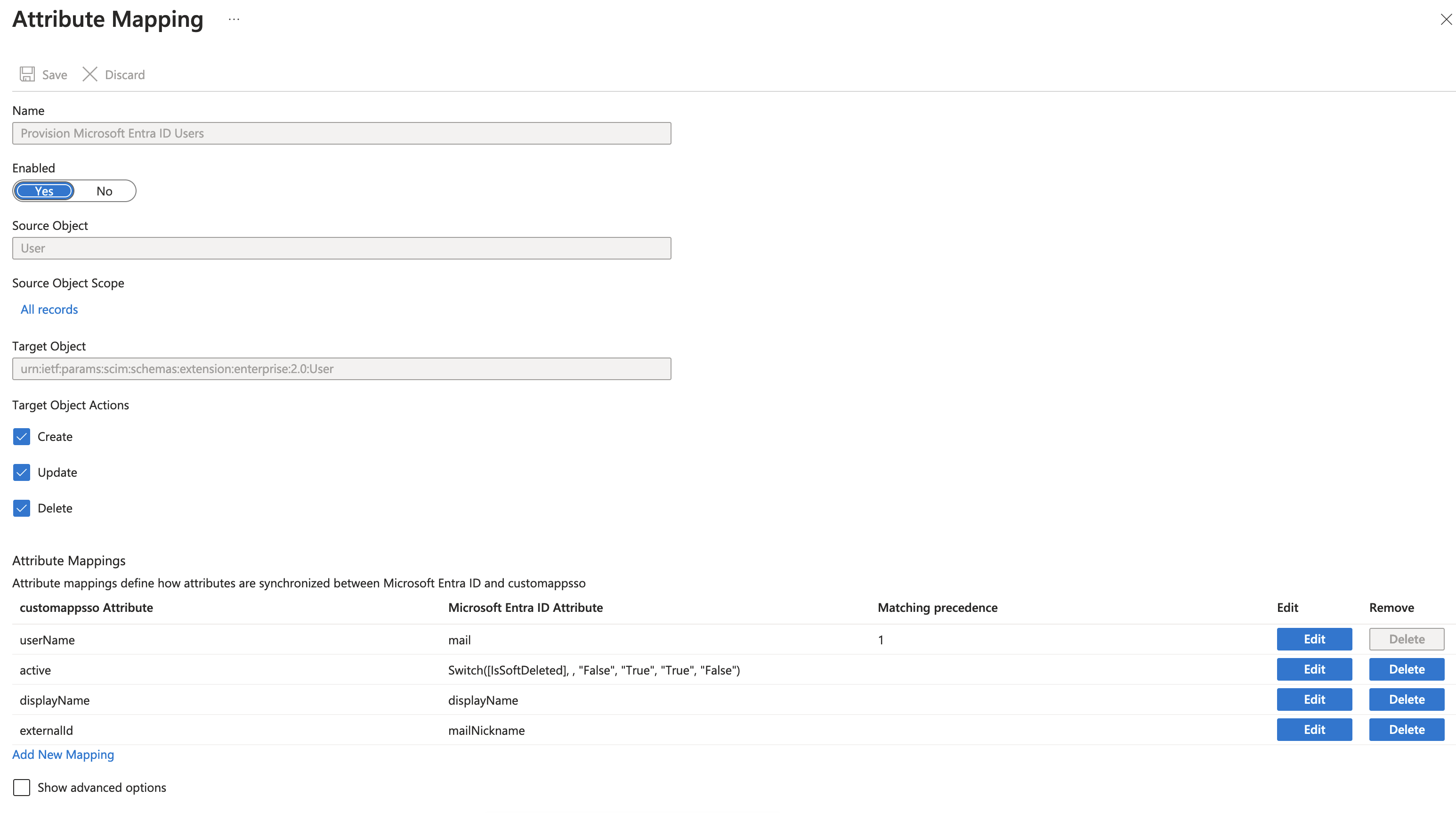 Attribute mappings