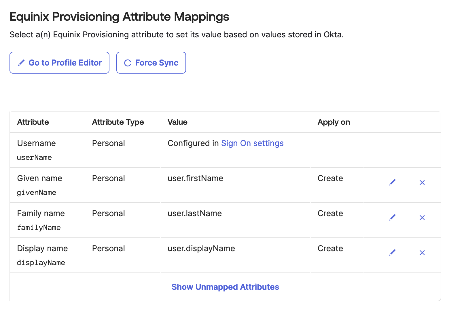 Attribute mappings