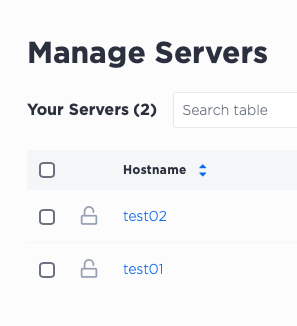 Screenshot of hostnames in Manager Servers tab