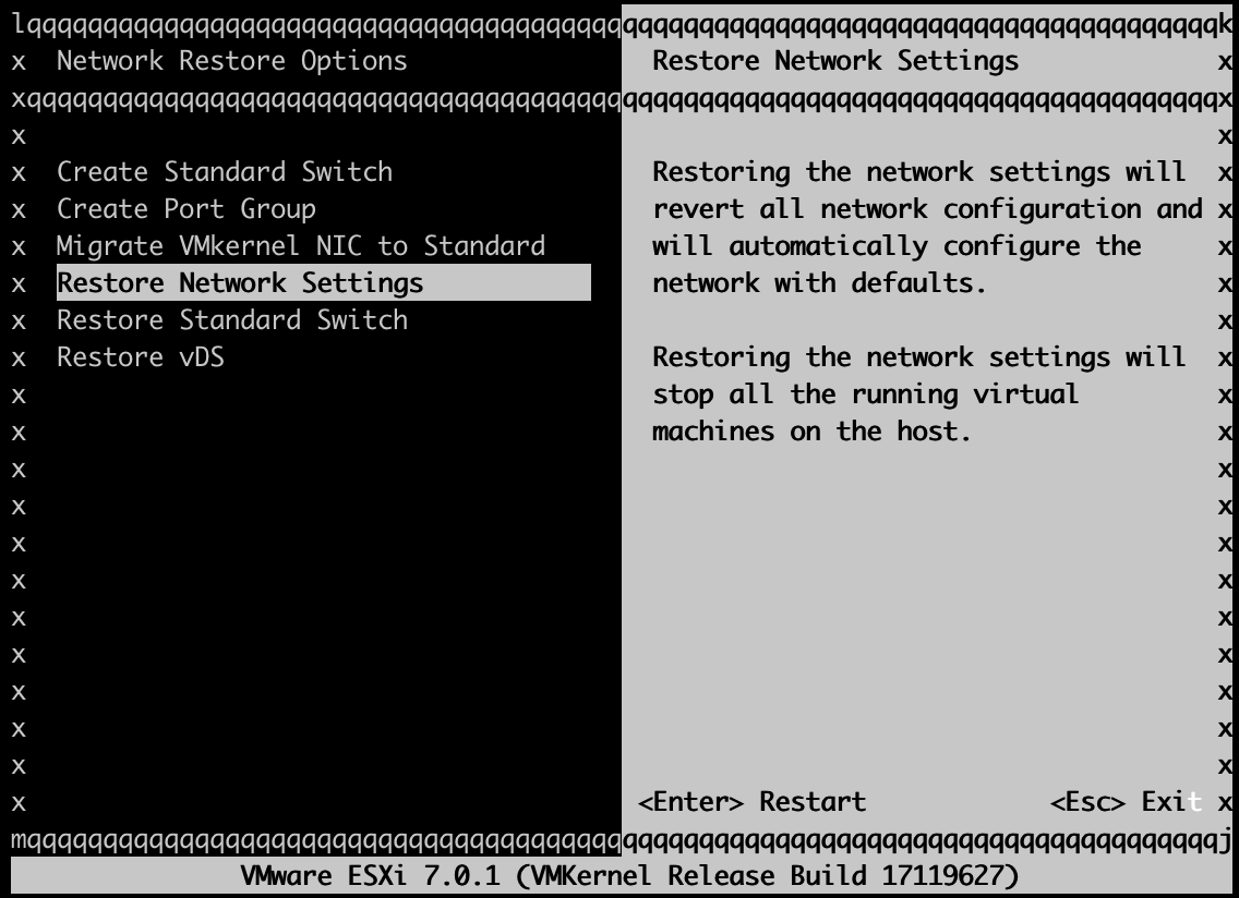 Restoring the Network Settings