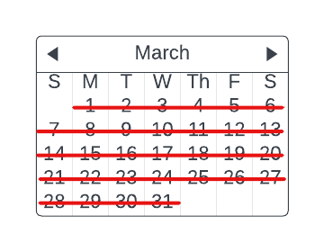 Blocked calendar