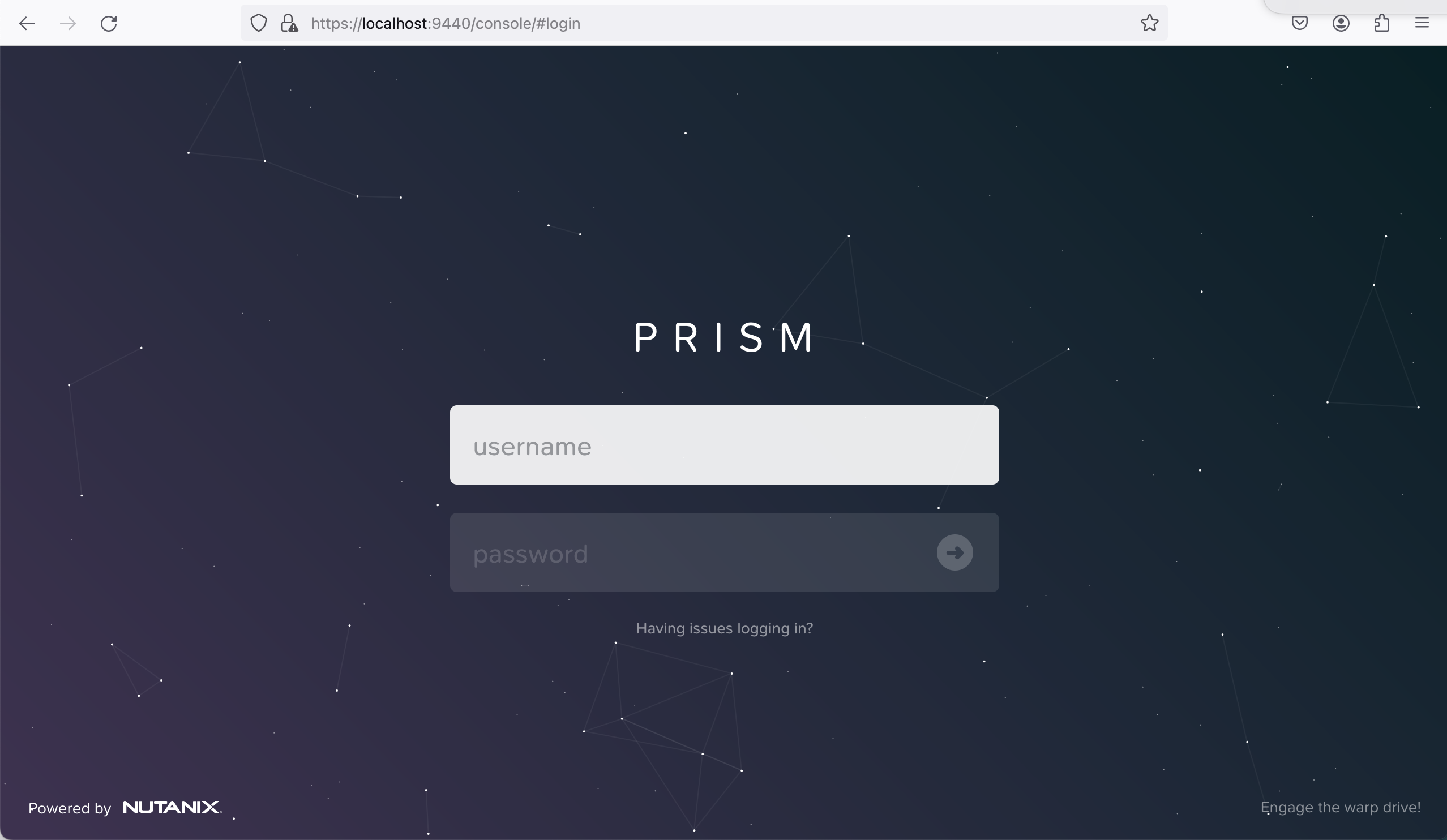 Prism login form